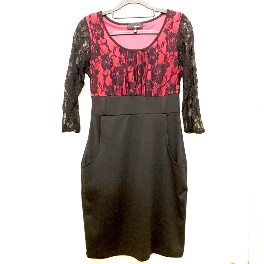Red and Black Bodycon Cocktail Dress